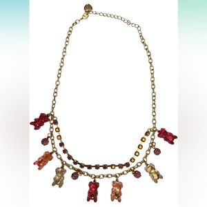 New Betsey Johnson Gummy Bear Rhinestone Necklace Pastel Pink